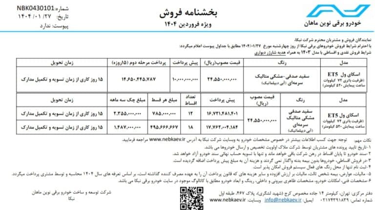 فروش نقدی و اقساطی اسکای ول